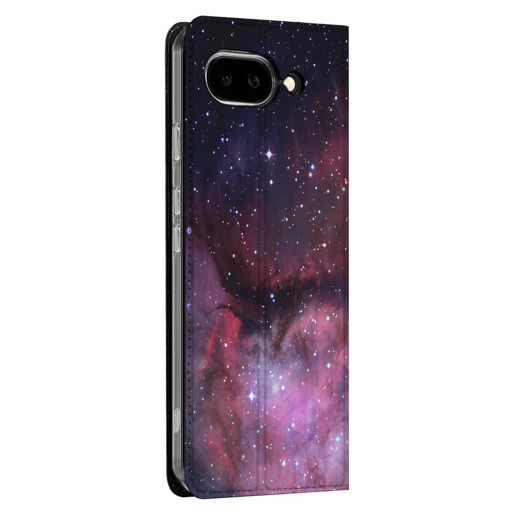 Google Pixel 9a Book Case Galaxy sterrenstof design zijaanzicht