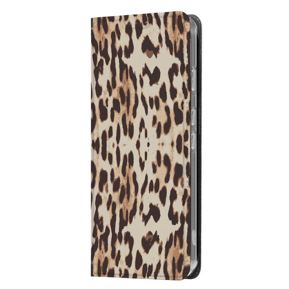 Google Pixel 9a Book Wallet Case Leopard zijaanzicht
