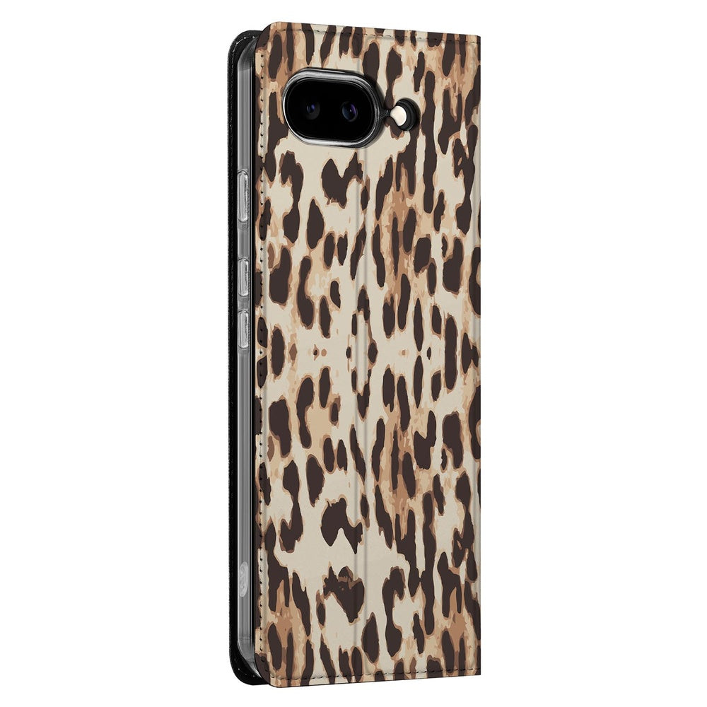 Google Pixel 9a Book Wallet Case Leopard zijaanzicht
