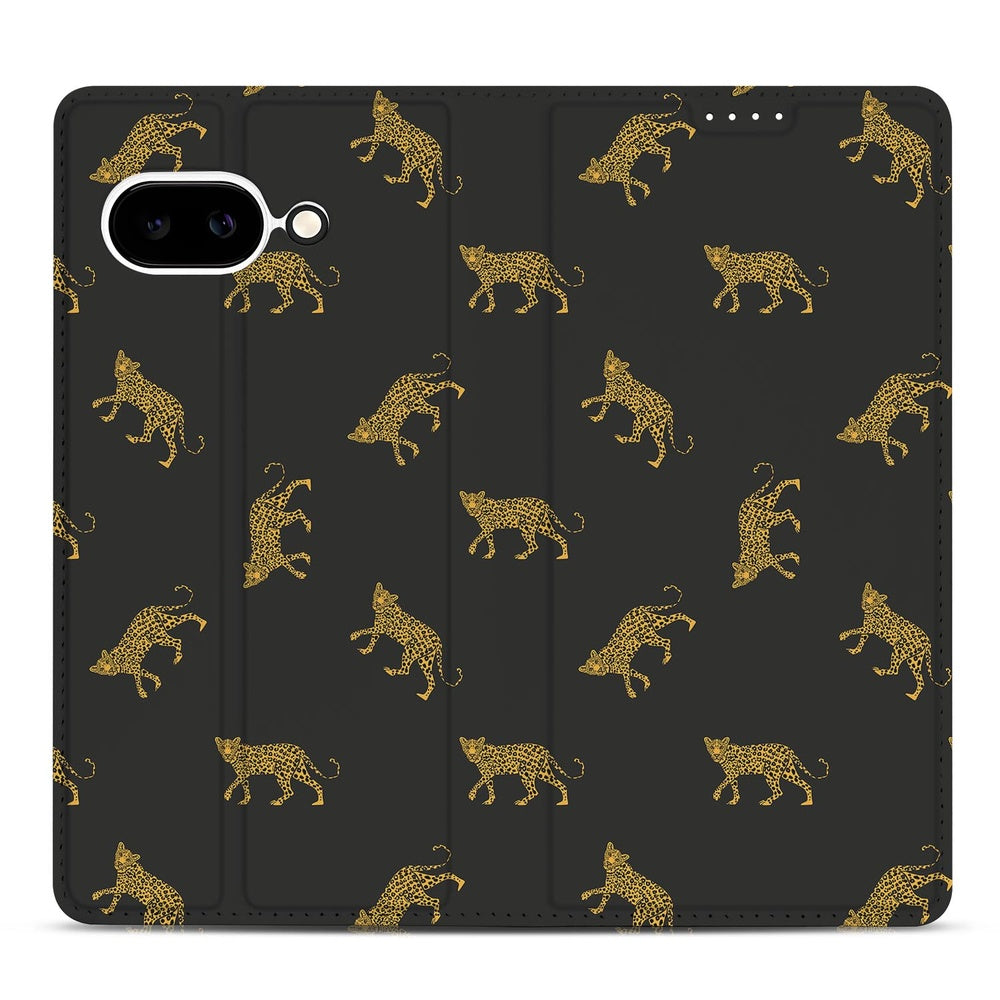 Google Pixel 9a Book Wallet Case Leopards design leopards zwart