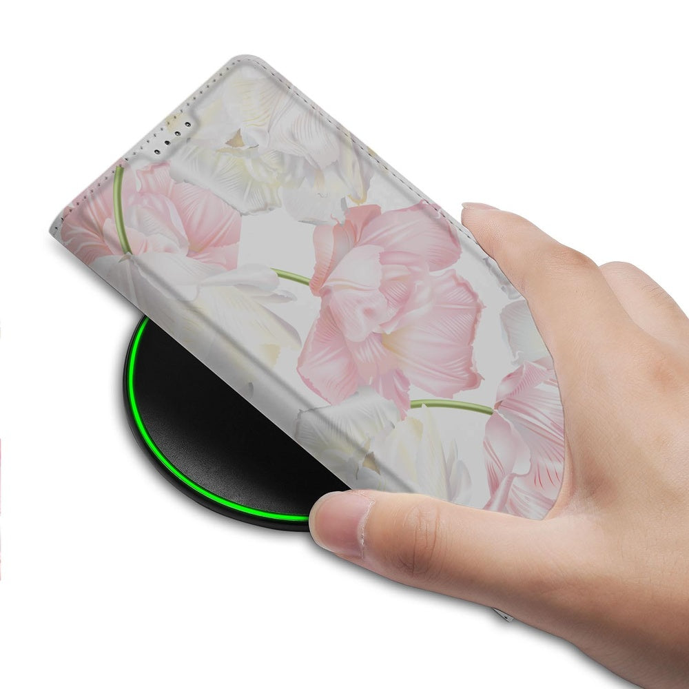 Google Pixel 9a Book Case Lovely Flowers hand wireless charging