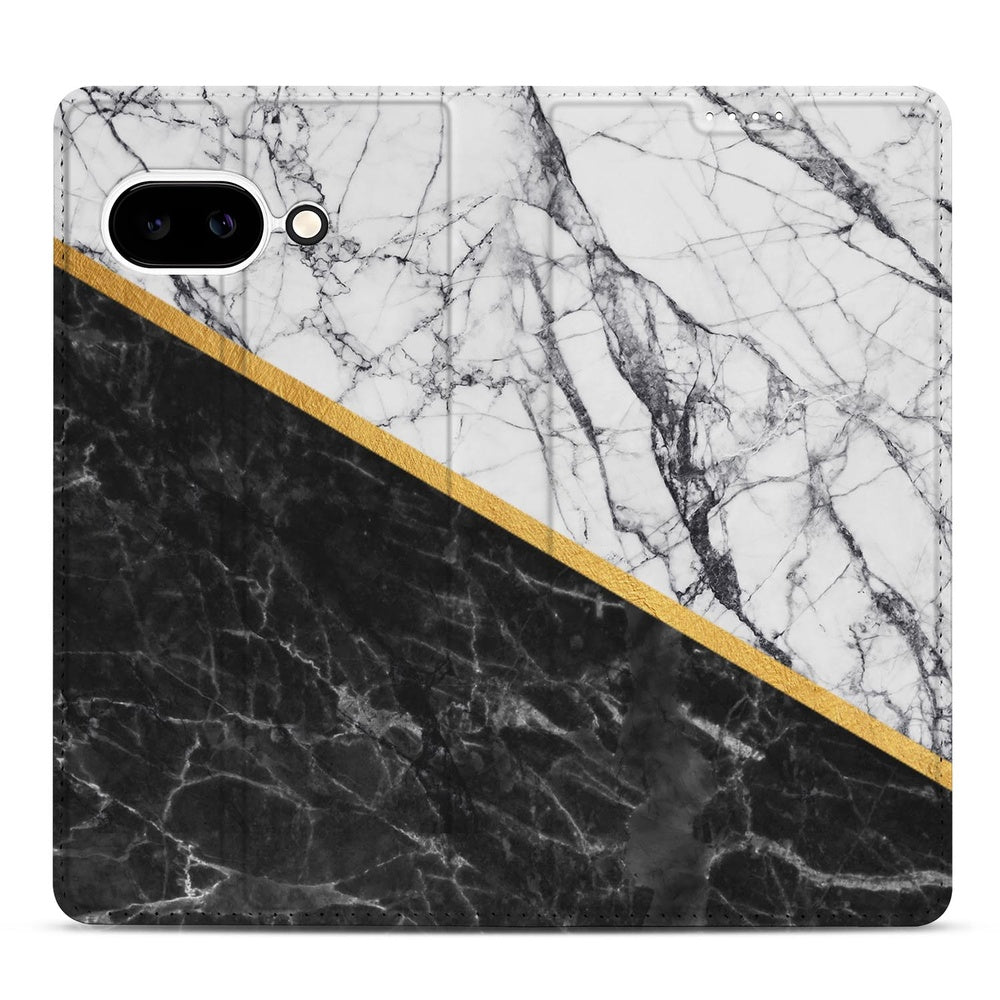 Book Cover Google Pixel 9a Marble White Black marmer ontwerp voorkant