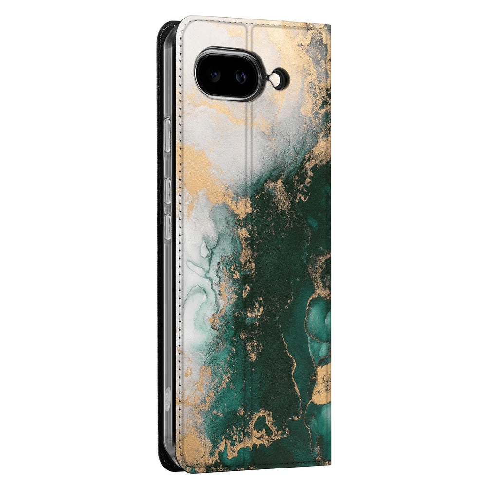 Google Pixel 9a Book Cover Marmer Groen zijaanzicht