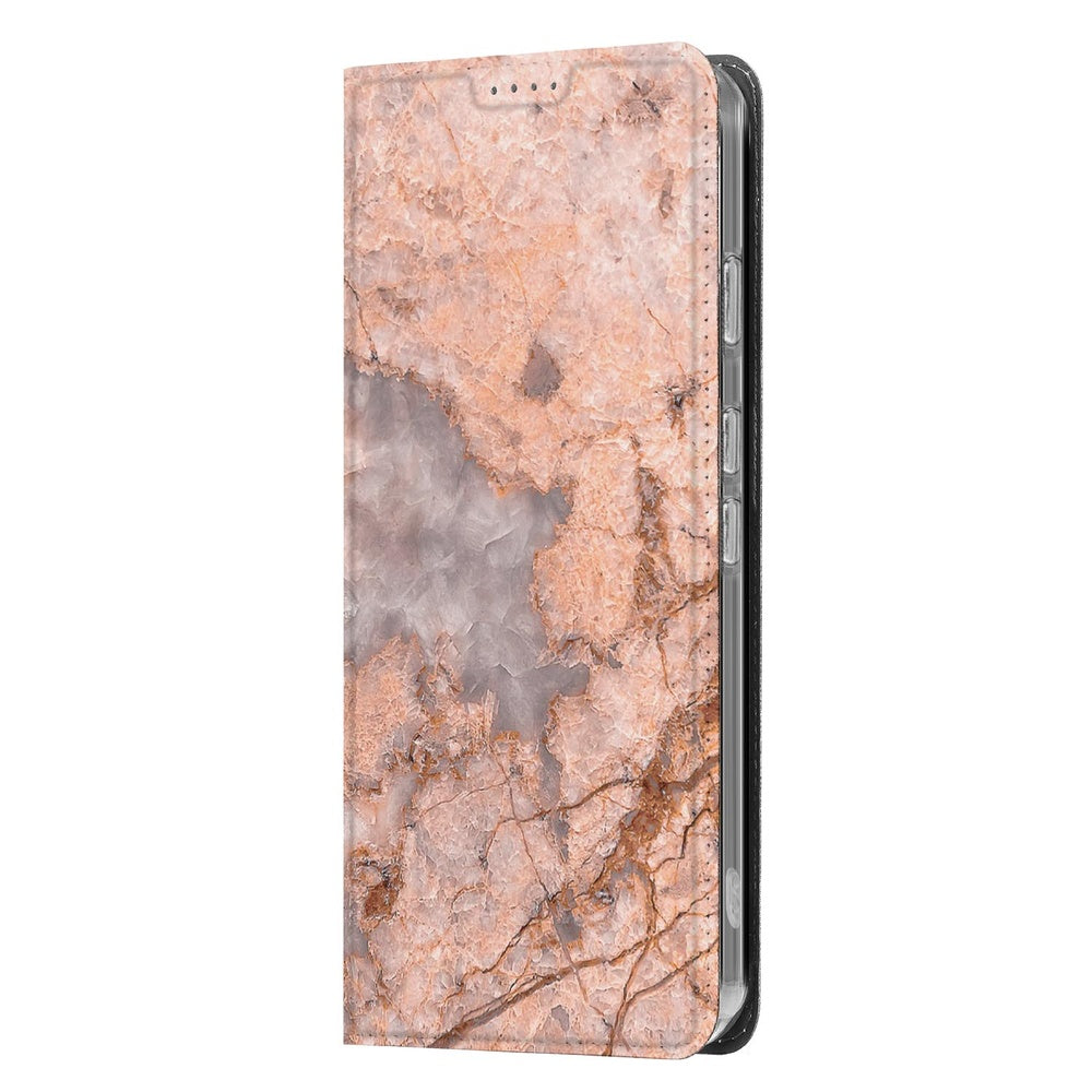 bookcase wallet case marmer oranje aanzicht