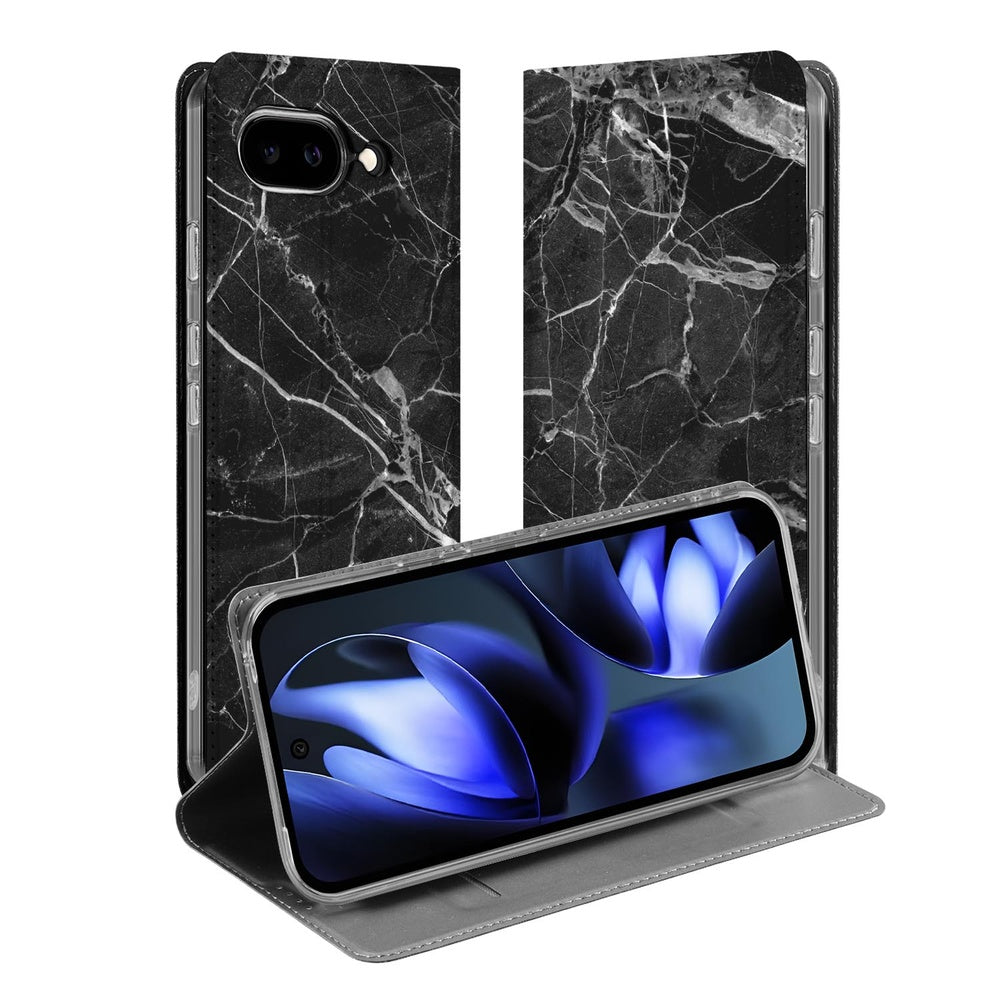 Telefoonhoesje Google Pixel 9a Marmer Zwart case zwart marmer design voorkant