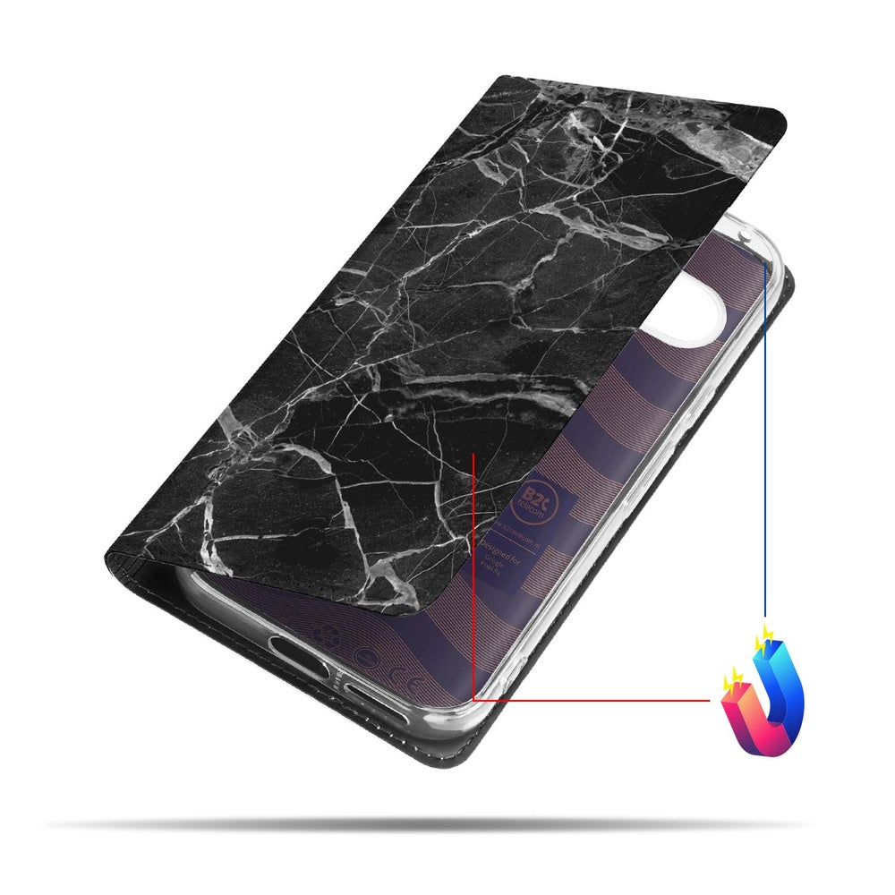 Telefoonhoesje Google Pixel 9a Marmer Zwart case zwart marmer design aanzicht