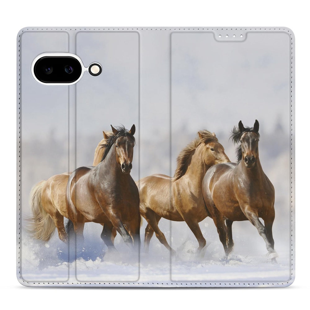 Google Pixel 9a Book Wallet Case Paarden paarden in beweging