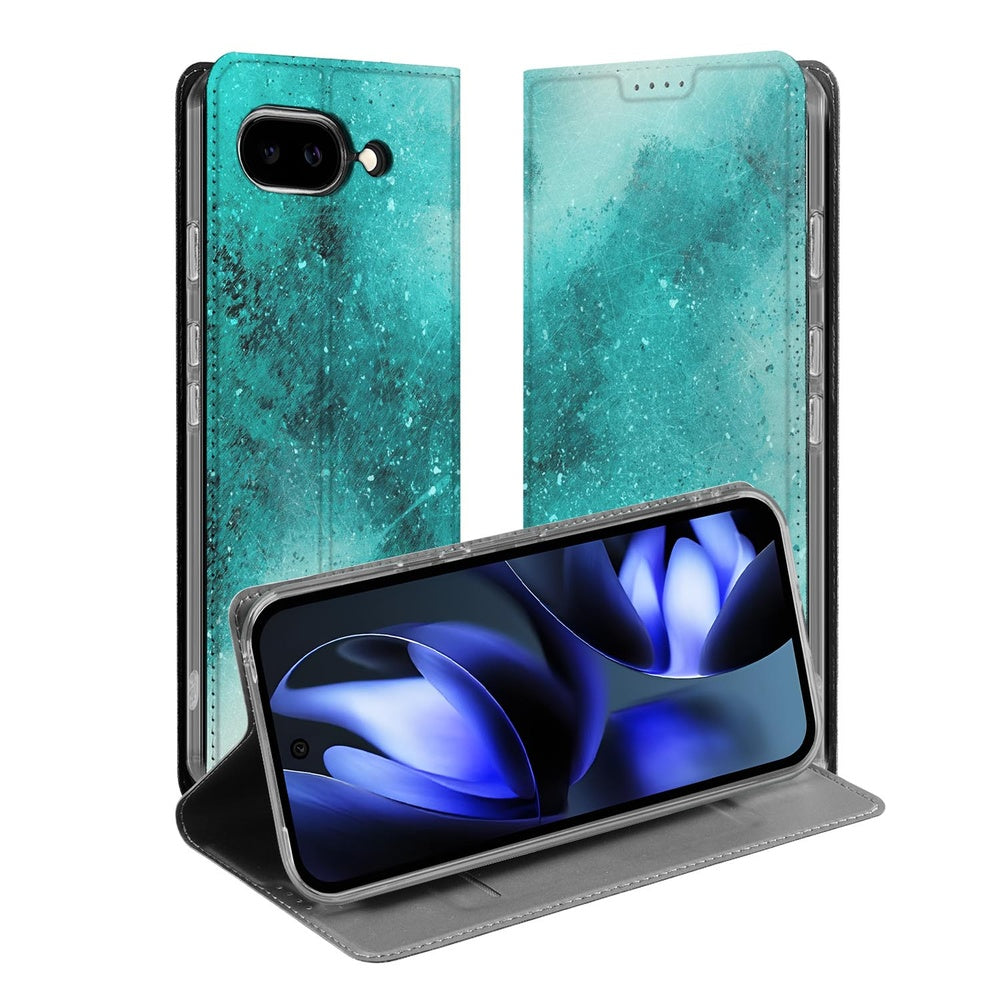 Book Case Google Pixel 9a Painting Blue hoesje design turquoise aanzicht