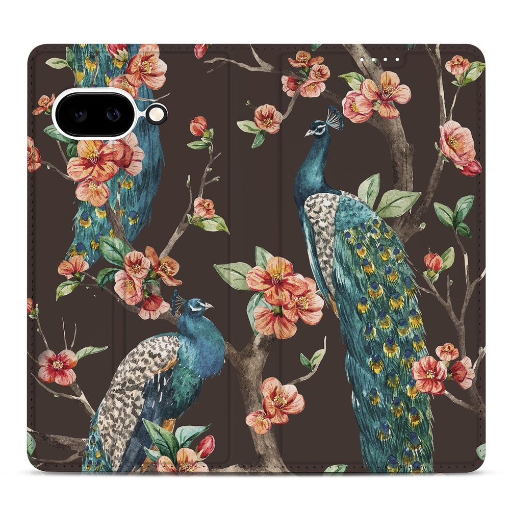 Google Pixel 9a Bookcase Pauw met Bloemen design voorkant