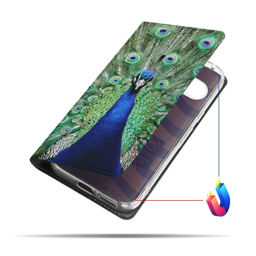 Google Pixel 9a Pauw book cover pauwenprint groen blauw design aanzicht