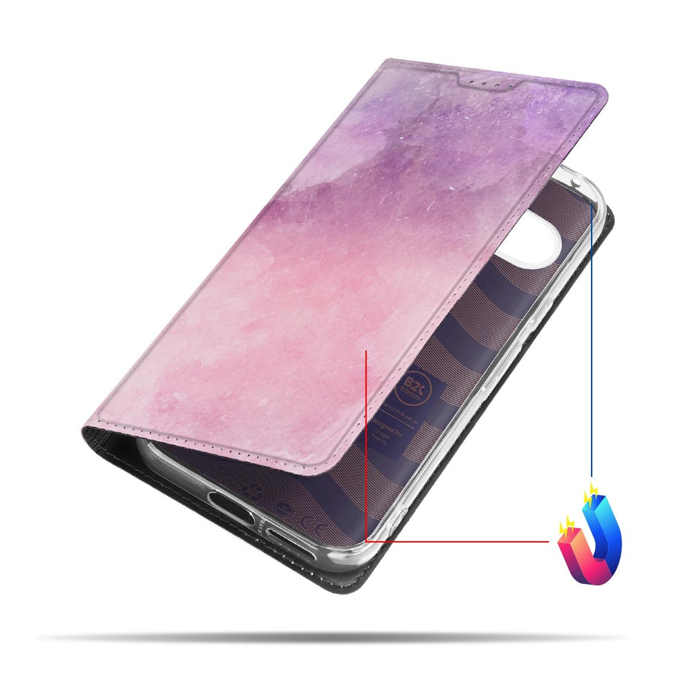 Google Pixel 9a Book Wallet Case Pink Purple Paint voorkant