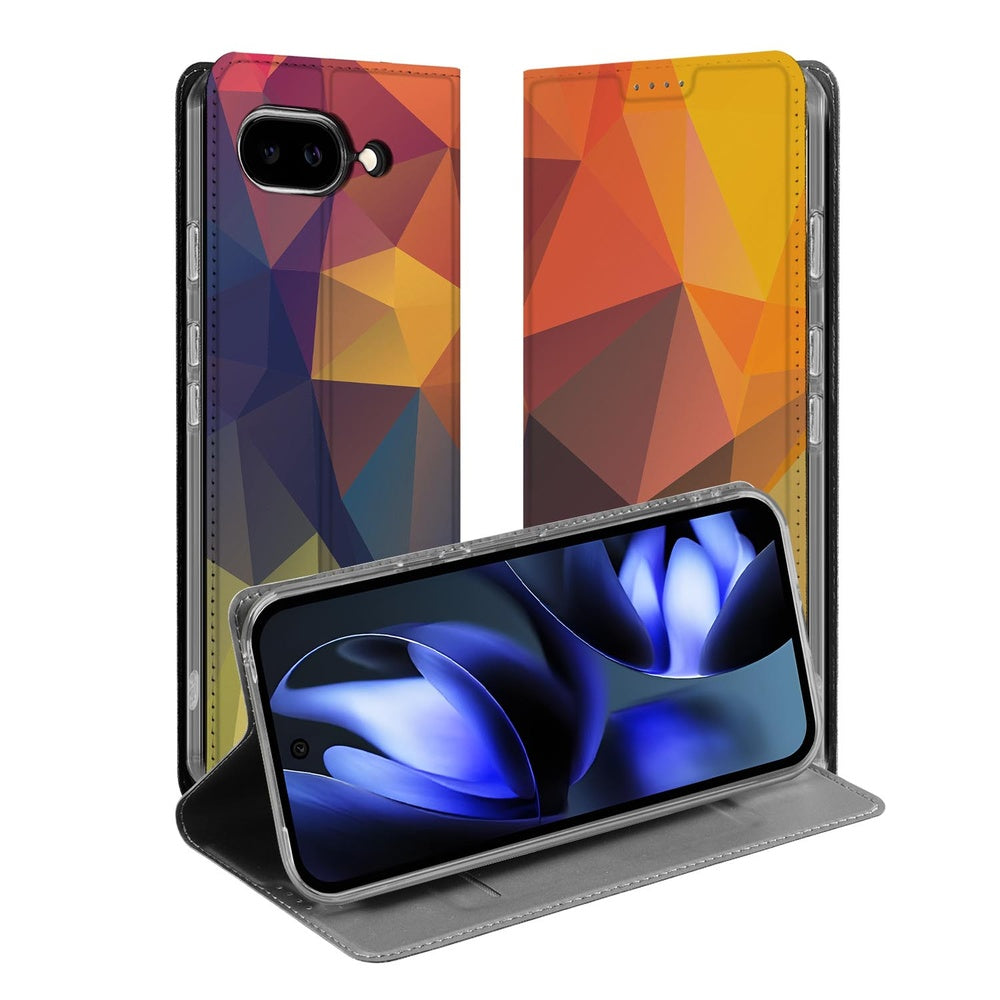 Google Pixel 9a Book Wallet Case Polygon Color vooraanzicht