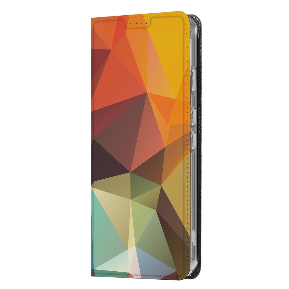 Google Pixel 9a Book Wallet Case Polygon Color zijaanzicht geometrisch patroon