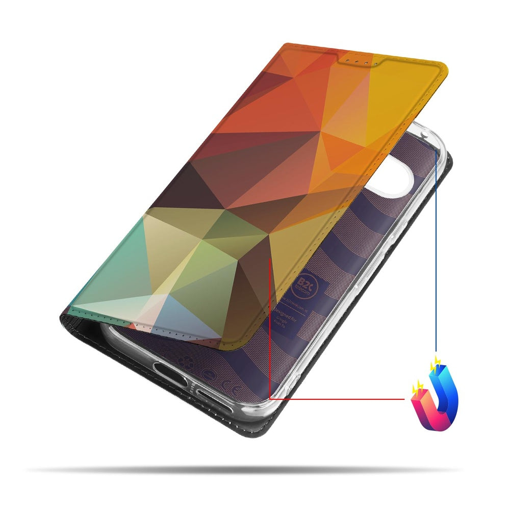 Google Pixel 9a Book Wallet Case Polygon Color zijaanzicht geometrisch design multifunctioneel