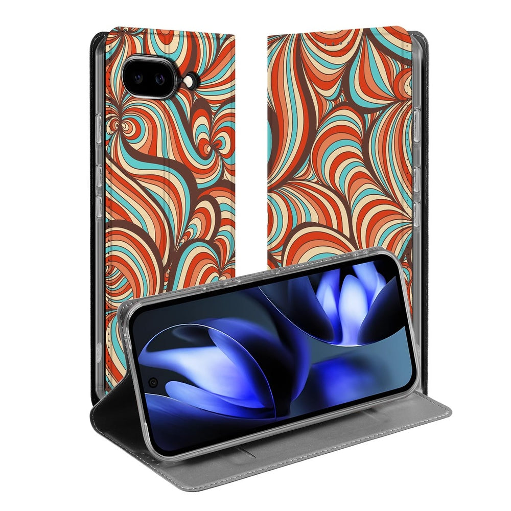 Telefoonhoesje Google Pixel 9a Retro bookcase retro voorkant achterkant standfunctie