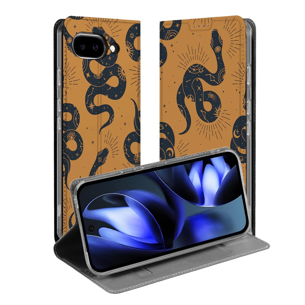 Google Pixel 9a Book Wallet Case Snakes slangenprint design open aanzicht