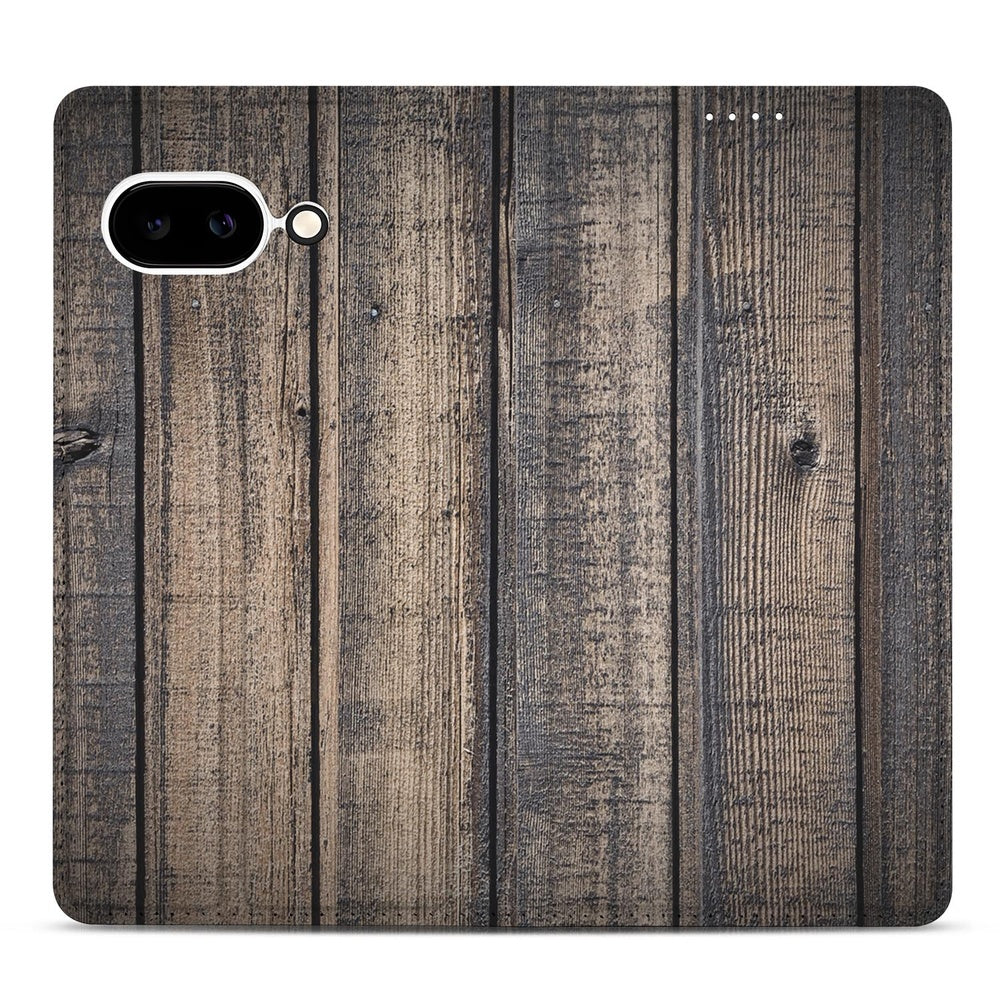 Book Case Google Pixel 9a Steigerhout houtlook design voorkant