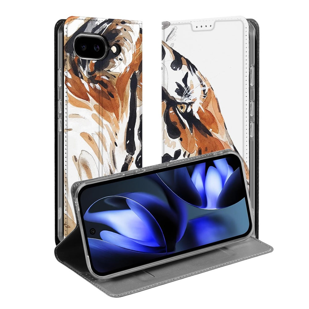 Book Cover Google Pixel 9a Tiger bookcase tijger design voorkant zijkant