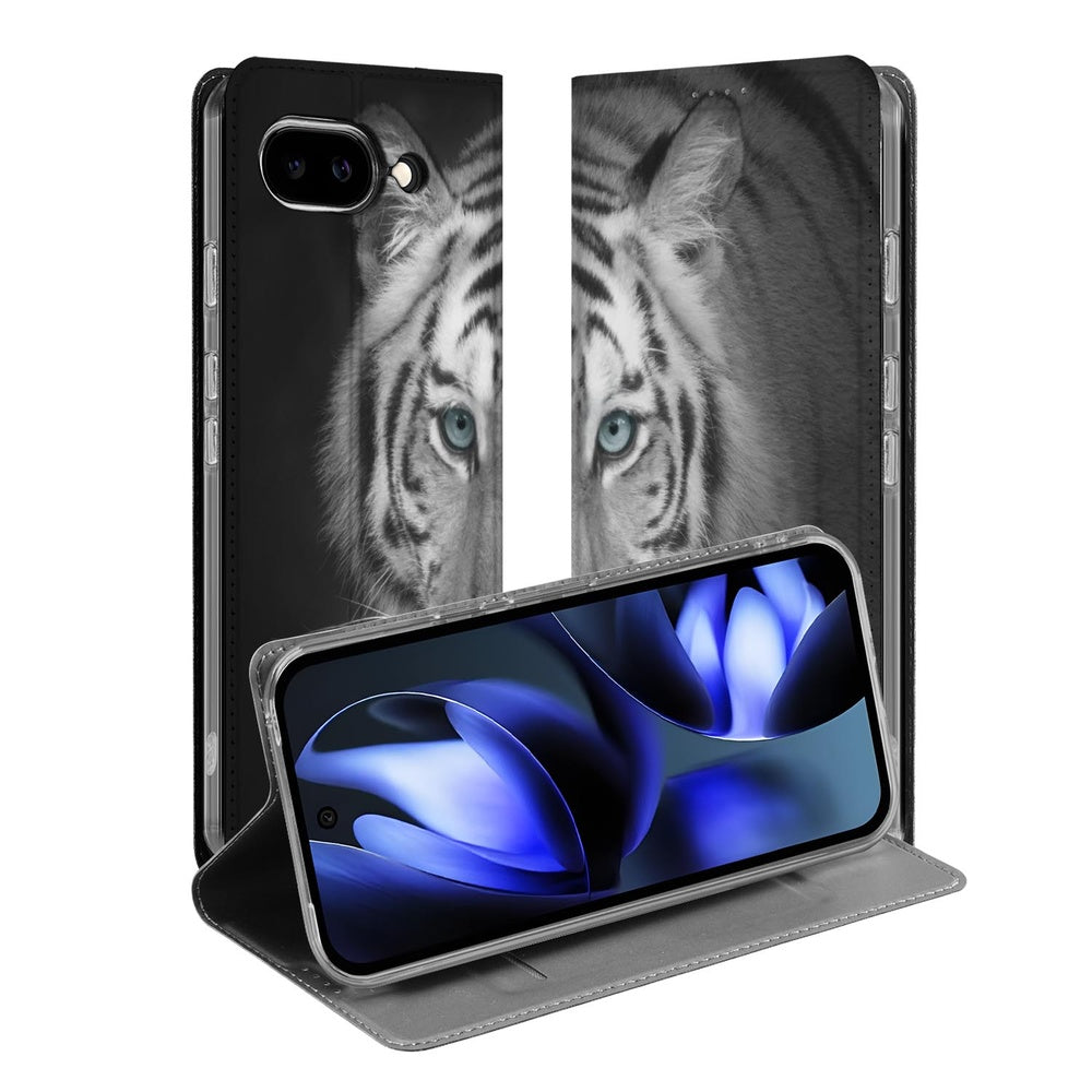 Google Pixel 9a Bookcase Tijger ontwerp vooraanzicht