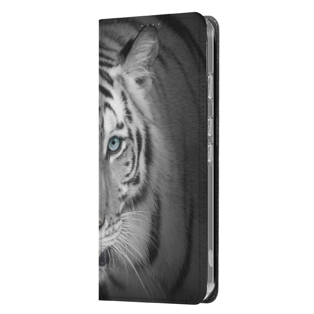Bookcase Google Pixel 9a Tijger bookcase witte tijger close-up zijkant