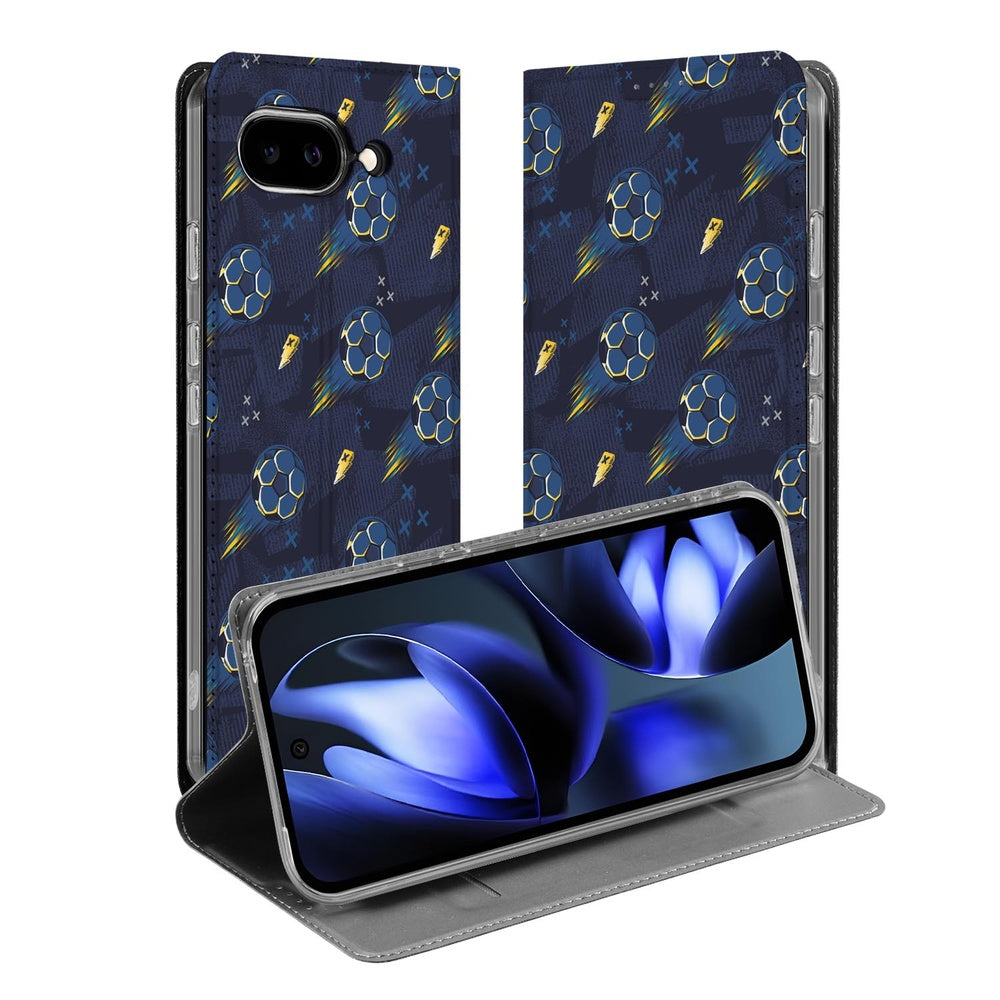 Google Pixel 9a Book Wallet Case Voetbal design voetbalmotief aanzicht open
