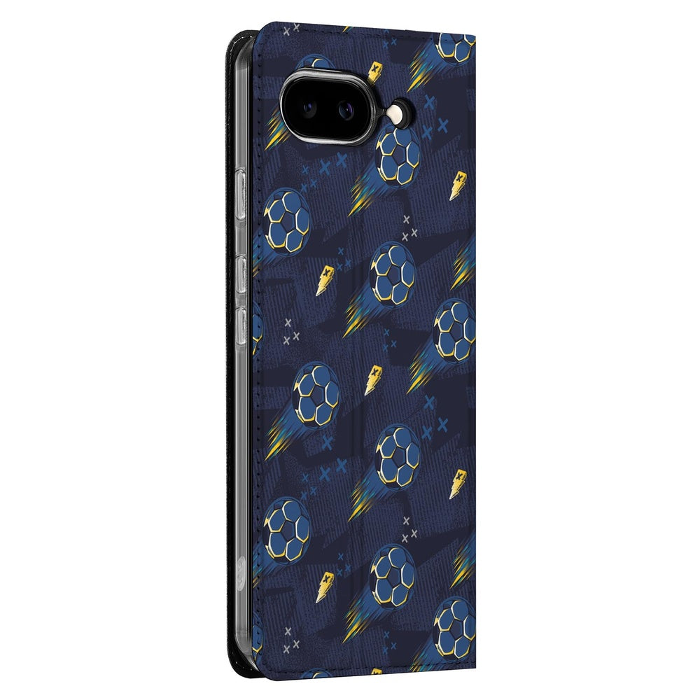 Google Pixel 9a Book Wallet Case Voetbal design voetbal print aanzicht