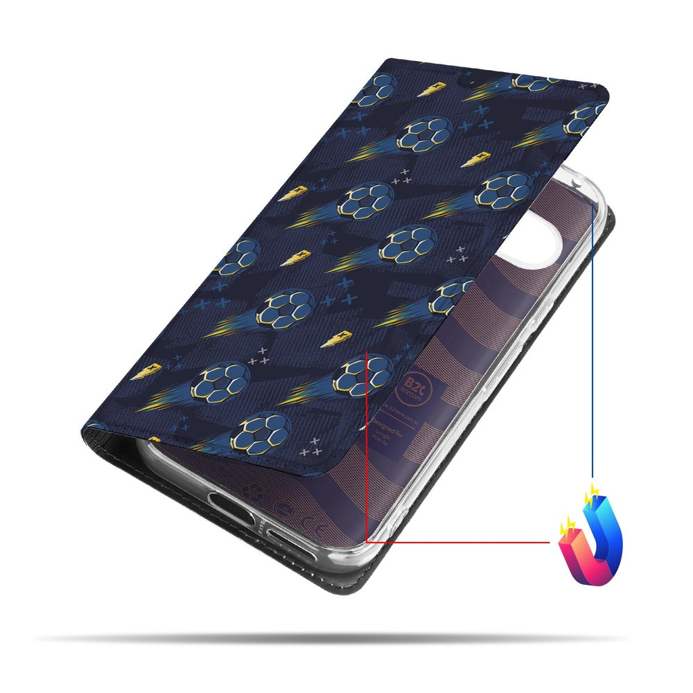 Google Pixel 9a Book Wallet Case Voetbal design voetbal patroon aanzicht