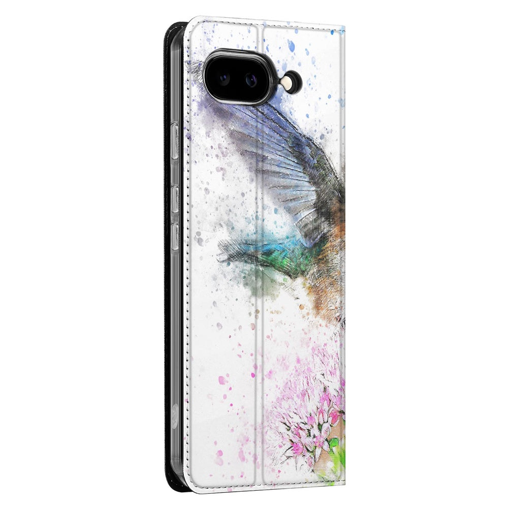 Google Pixel 9a Flip Style Cover Vogel Vogelvlucht aquarel aanzicht