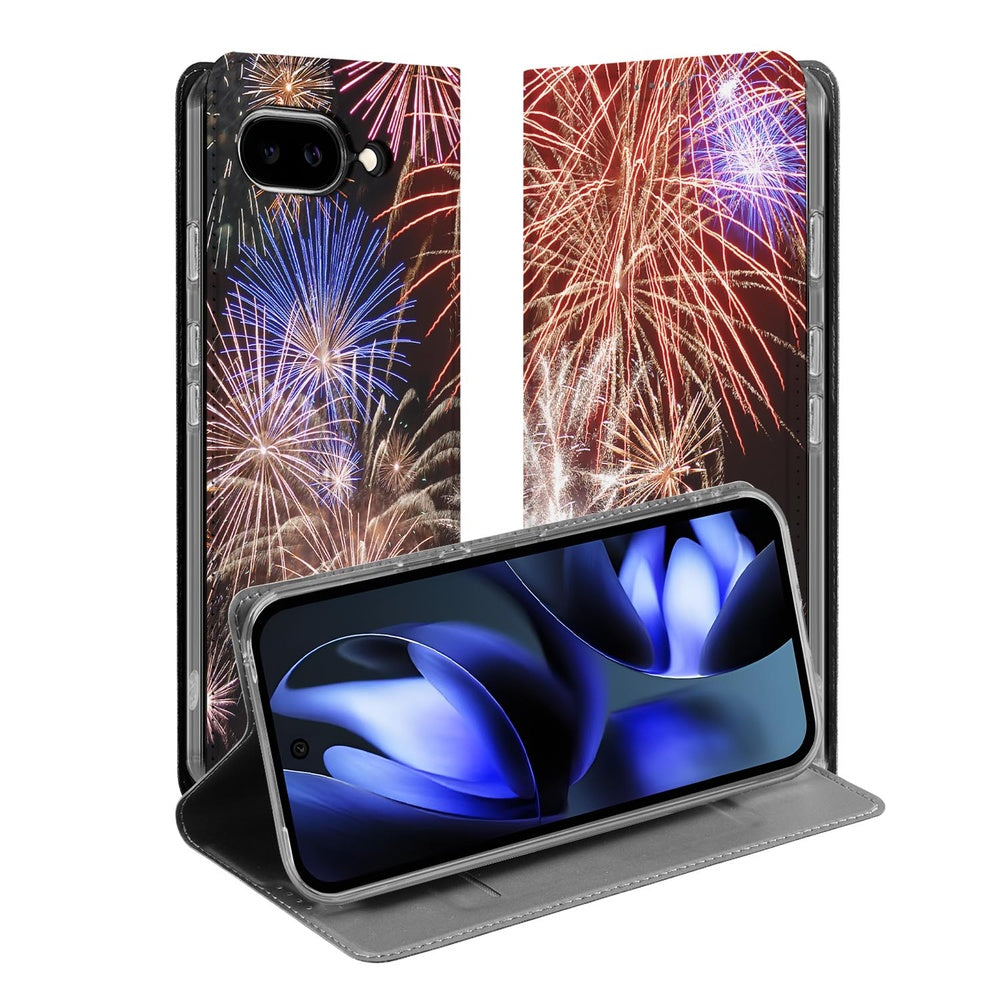 Google Pixel 9a Standcase Hoesje Vuurwerk design vuurwerk kleur slank robuust aanzicht