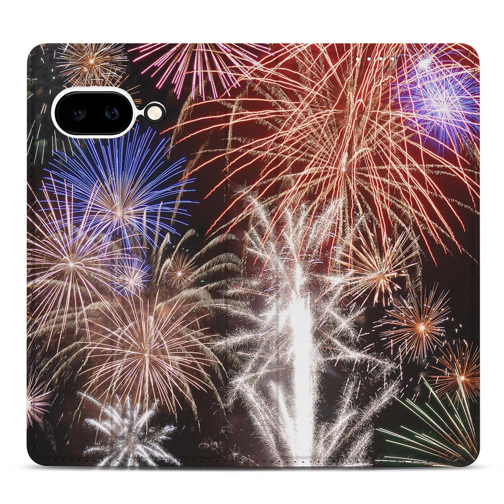 Google Pixel 9a Standcase Hoesje Vuurwerk siervuurwerk kleurrijk ontwerp achterzijde