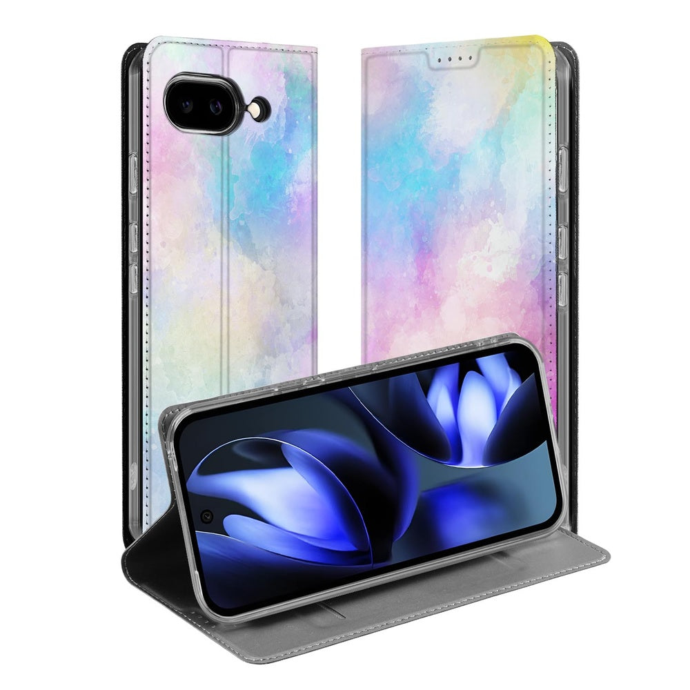 Google Pixel 9a Book Case Watercolor Light boekhoes dromerig pastelkleuren voorzijde