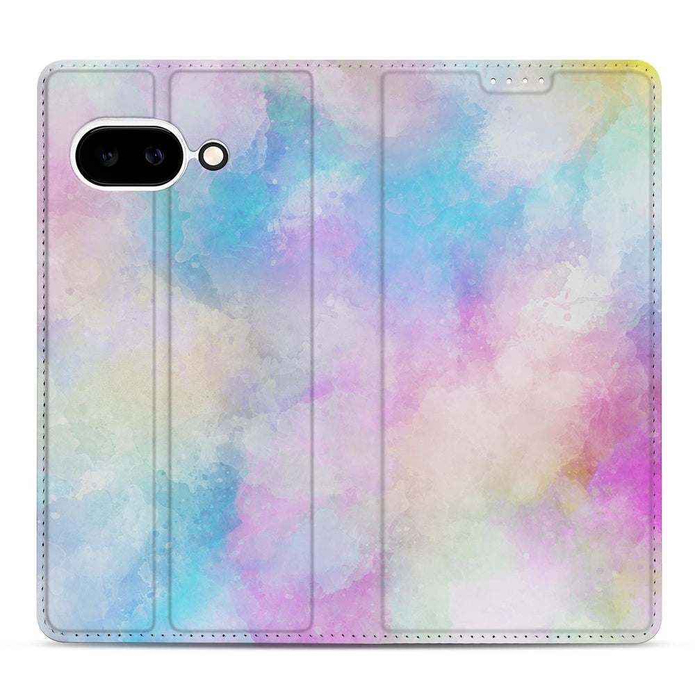 Google Pixel 9a Book Case Watercolor Light dromerige pastelkleuren voorkant
