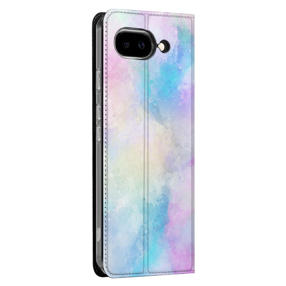 Google Pixel 9a Book Case Watercolor Light designnaam zijaanzicht pastelkleuren