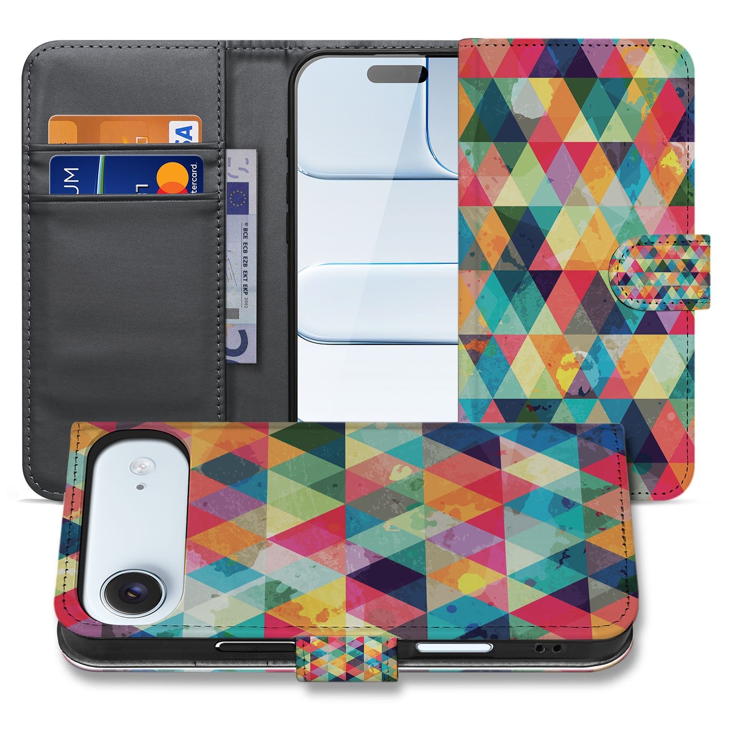 Geruit Hoesje iPhone Air | Book Case kleurrijk ontwerp voorkant en binnenkant