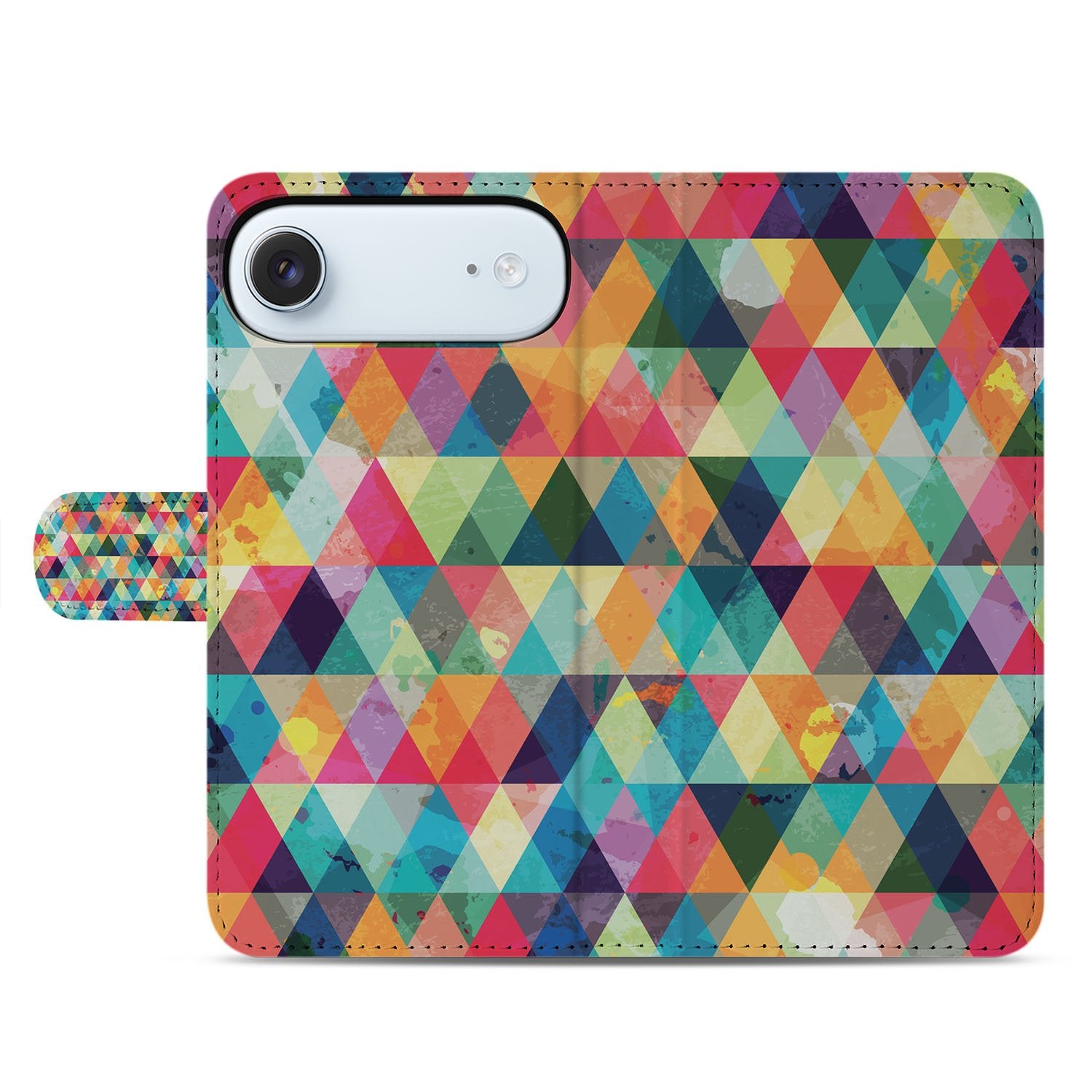 Geruit Hoesje iPhone Air Book Case geometrisch patroon kleurenspel voorkant