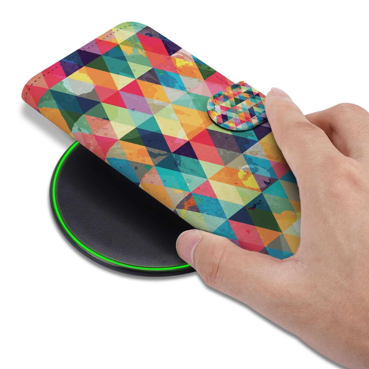 Geruit Hoesje iPhone Air | Book Case multicolor patroon hand en oplader