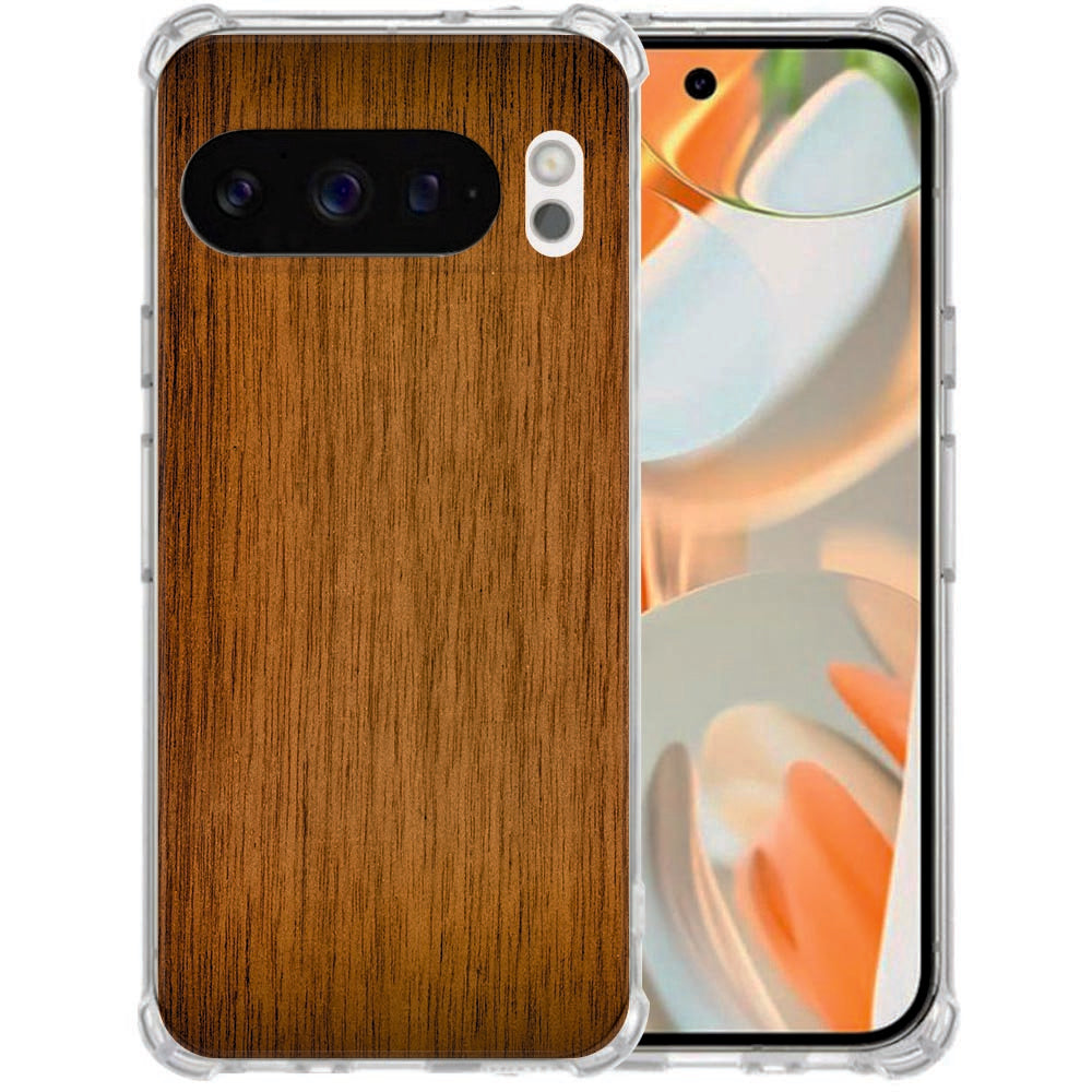 Google Pixel 10 | Pixel 10 Pro TPU Siliconen Hoesje Donker Hout Valbestendig
