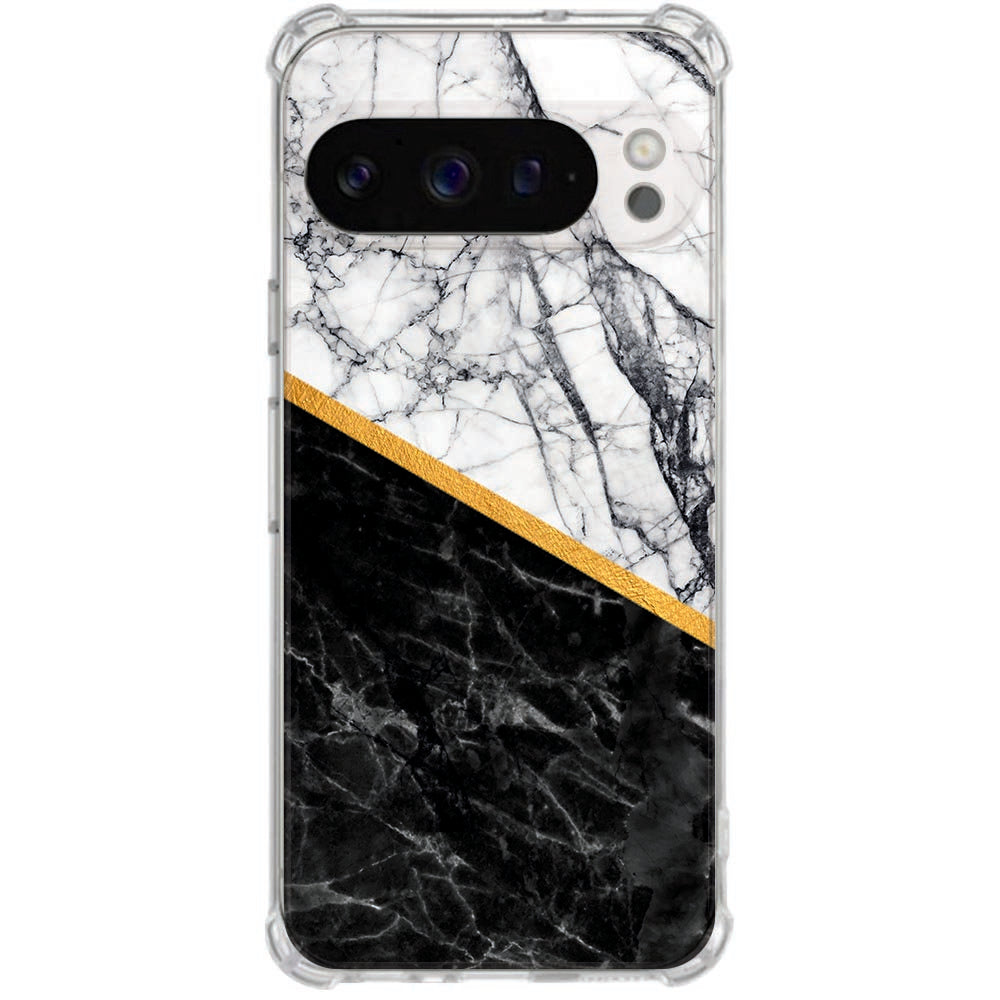 Backcover Hoesje Google Pixel 10 | Pixel 10 Pro Marble White Black Schokbestendig