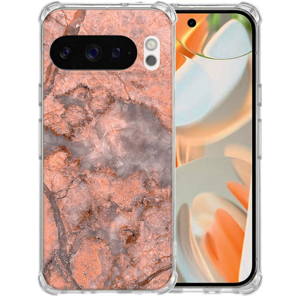 Softcase Google Pixel 10 | Pixel 10 Pro Marmer Oranje Valbestendig