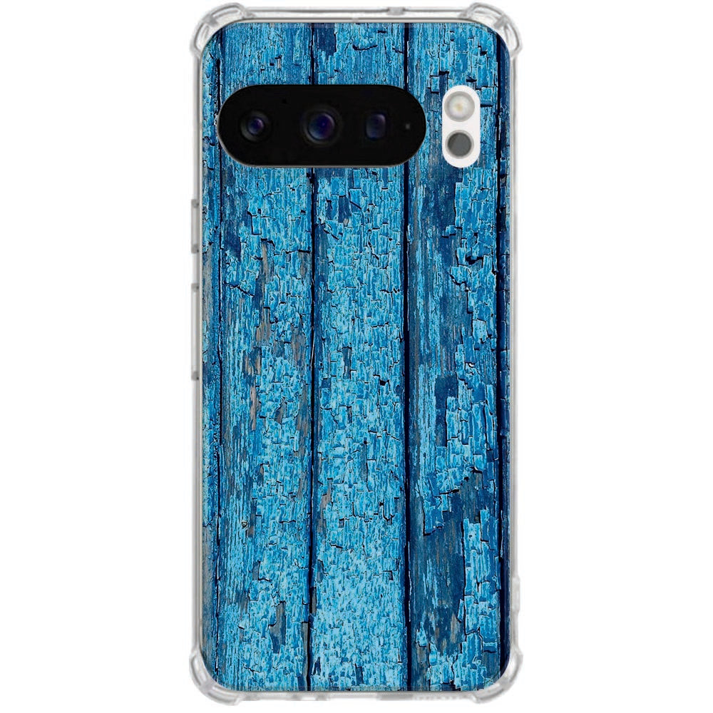 TPU Siliconen Hoesje Google Pixel 10 | Pixel 10 Pro Wood Blue Schokbestendig