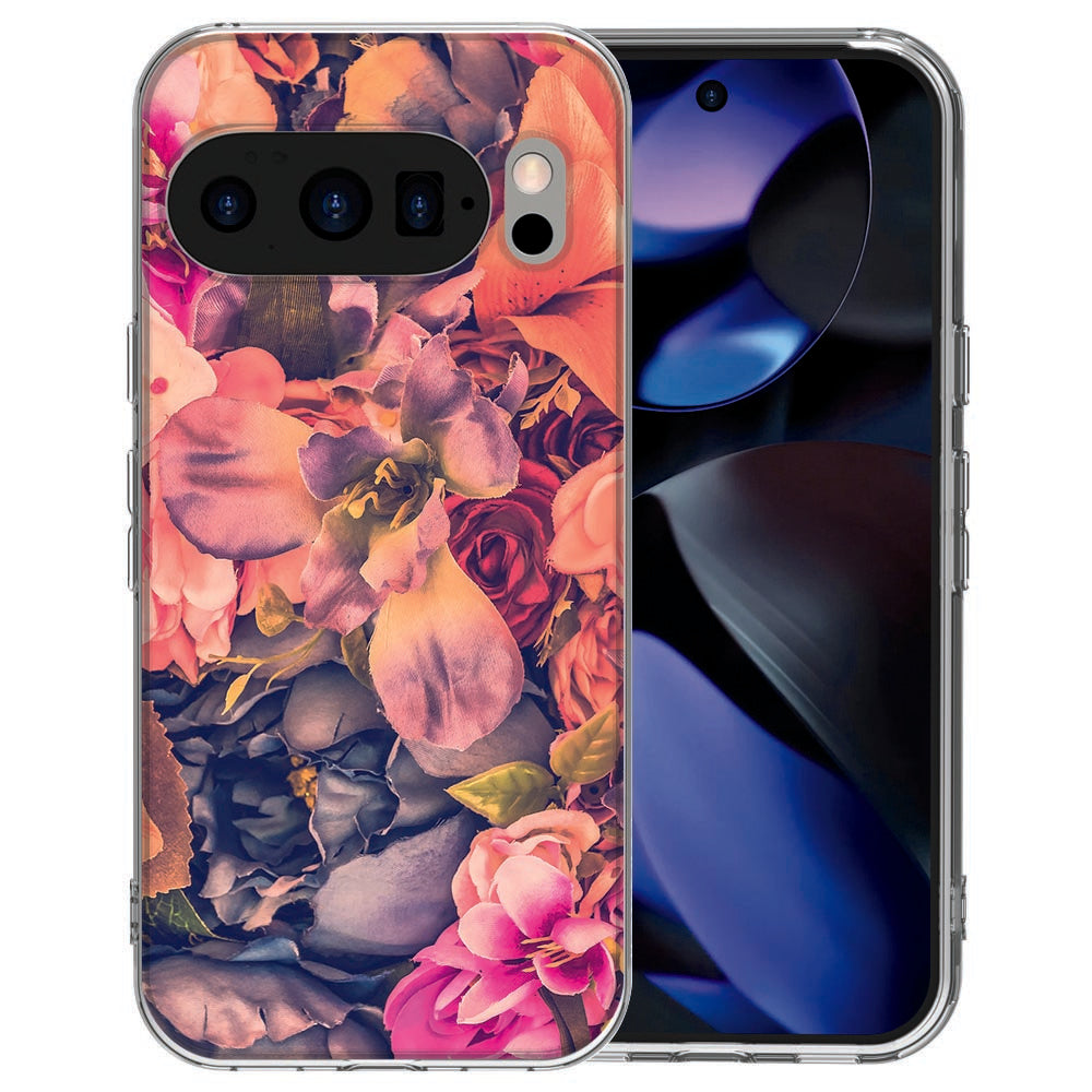 Google Pixel 10 TPU hoesje met Bosje Bloemen design in roze, paars en groen