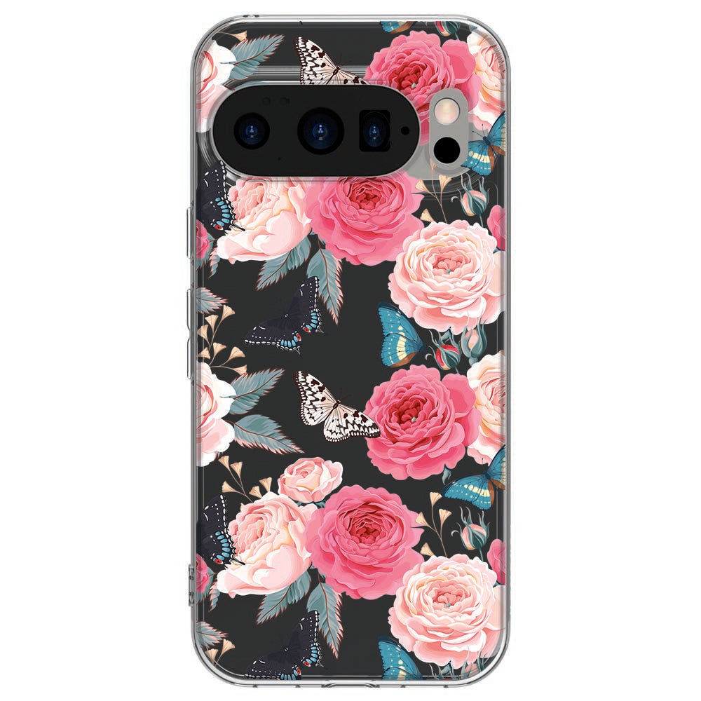 Achterkant van Google Pixel 10 / 10 Pro TPU hoesje Butterfly Roses