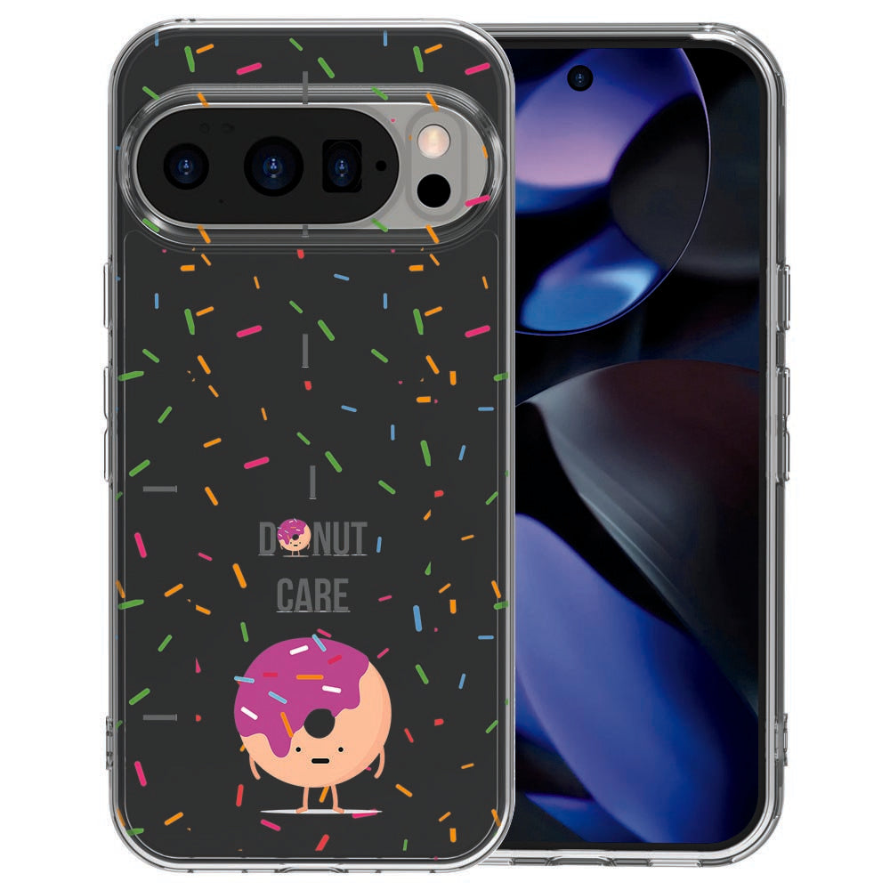 Google Pixel 10 TPU hoesje met Donut design in roze, wit en pastel
