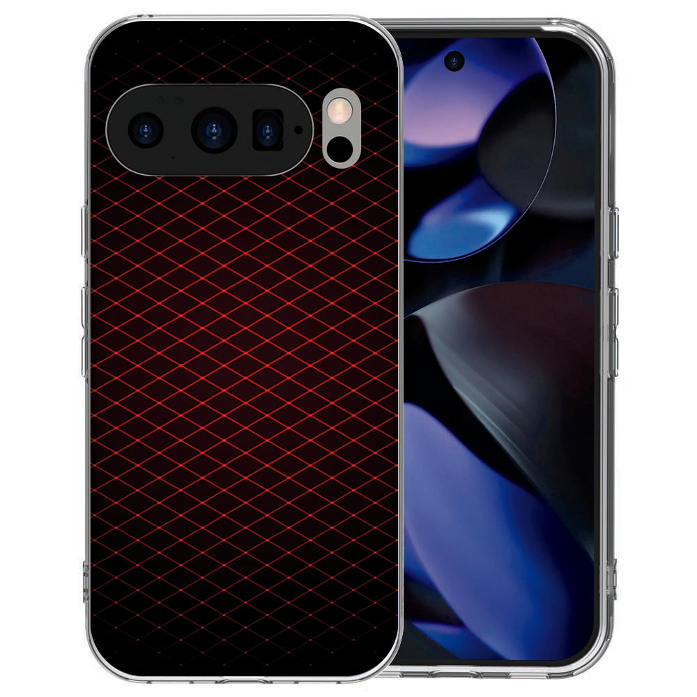 Google Pixel 10 TPU hoesje met Geruit Rood design in rood met zwarte ruiten