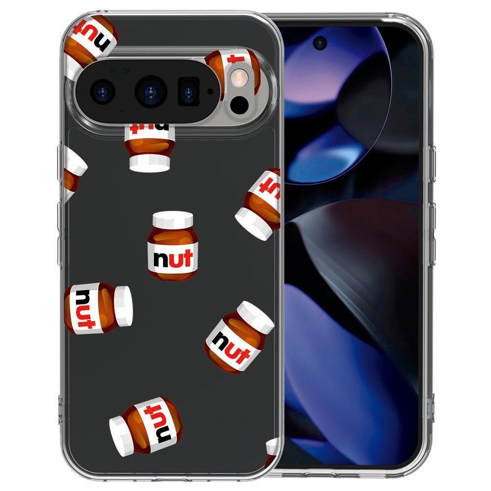 Google Pixel 10 TPU hoesje met Nut Jar design in meerkleurig op transparant