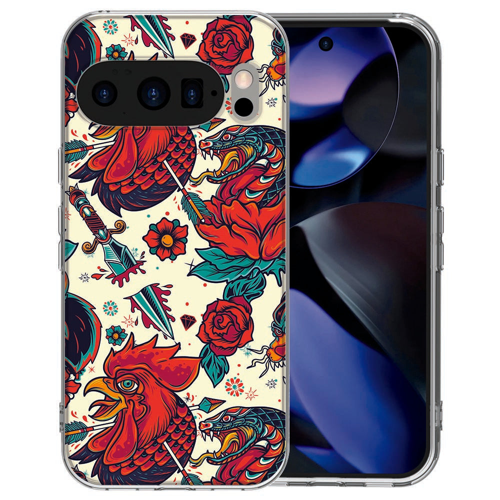 Google Pixel 10 TPU hoesje met Old Skool design in vintage meerkleurig