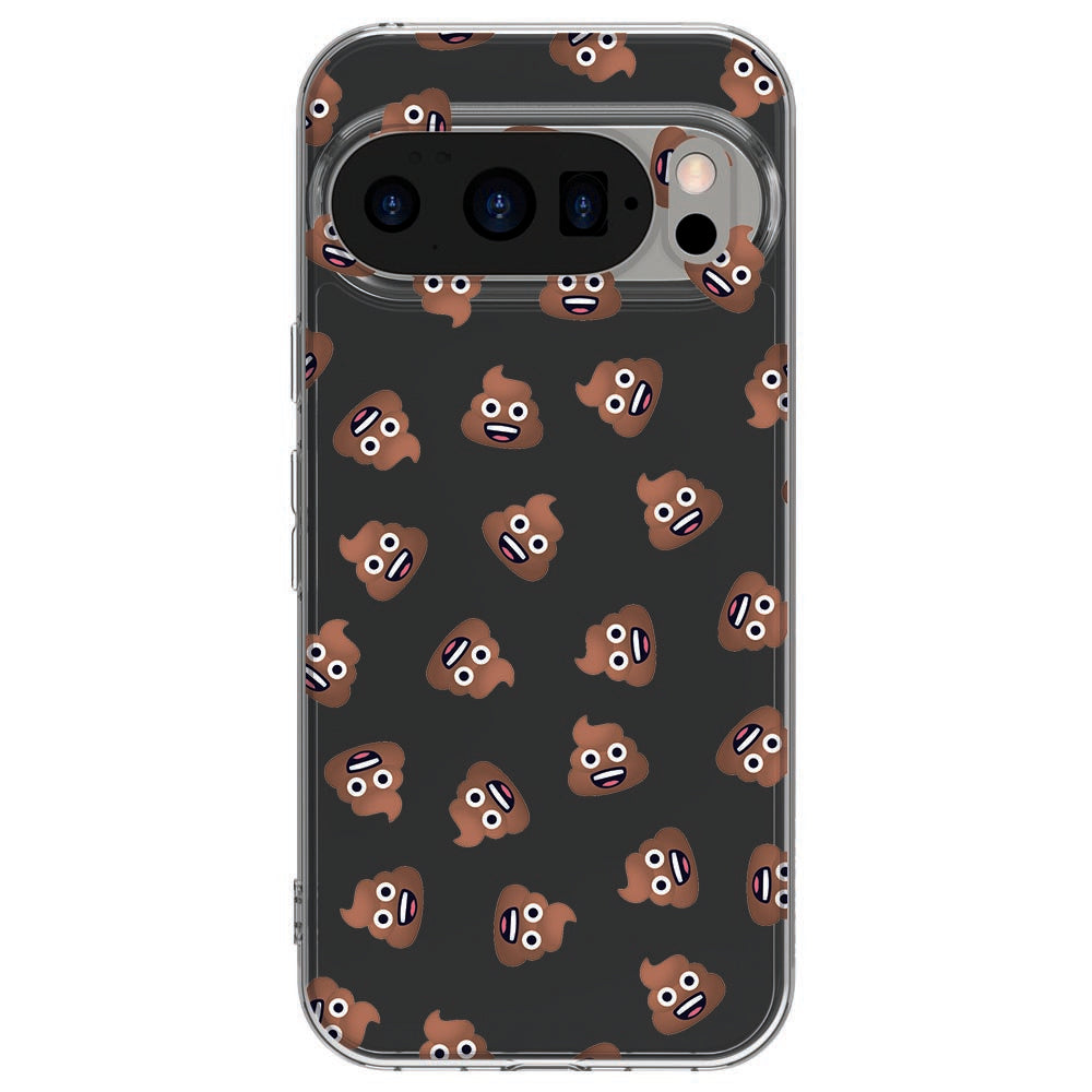 Achterkant van Google Pixel 10 / 10 Pro TPU hoesje Poep Emojis