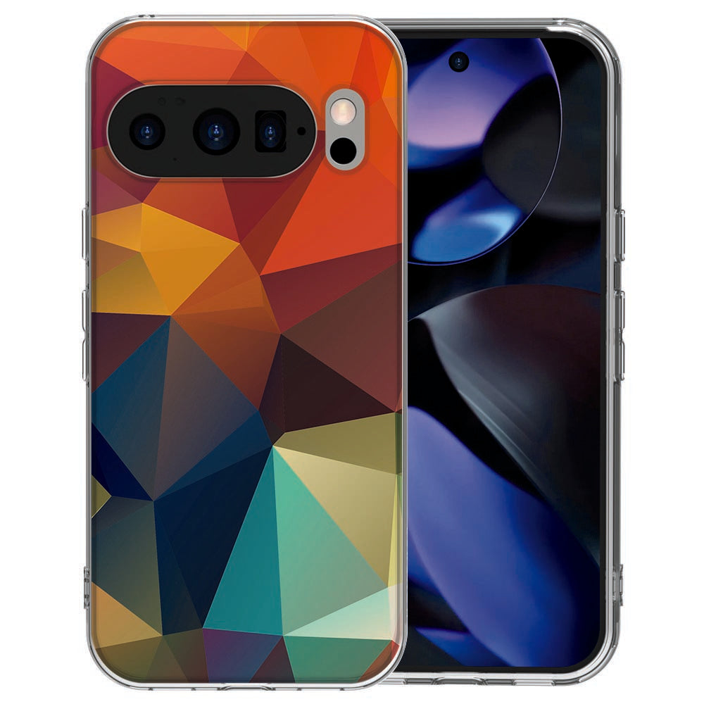 Pixel 10 / 10 Pro siliconen hoesje Polygon Color - meerkleurige polygonen
