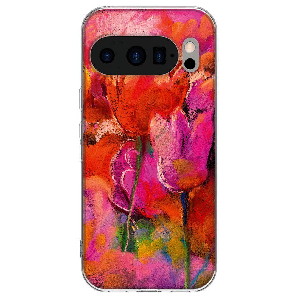 Achterkant van Google Pixel 10 / 10 Pro TPU hoesje Tulips