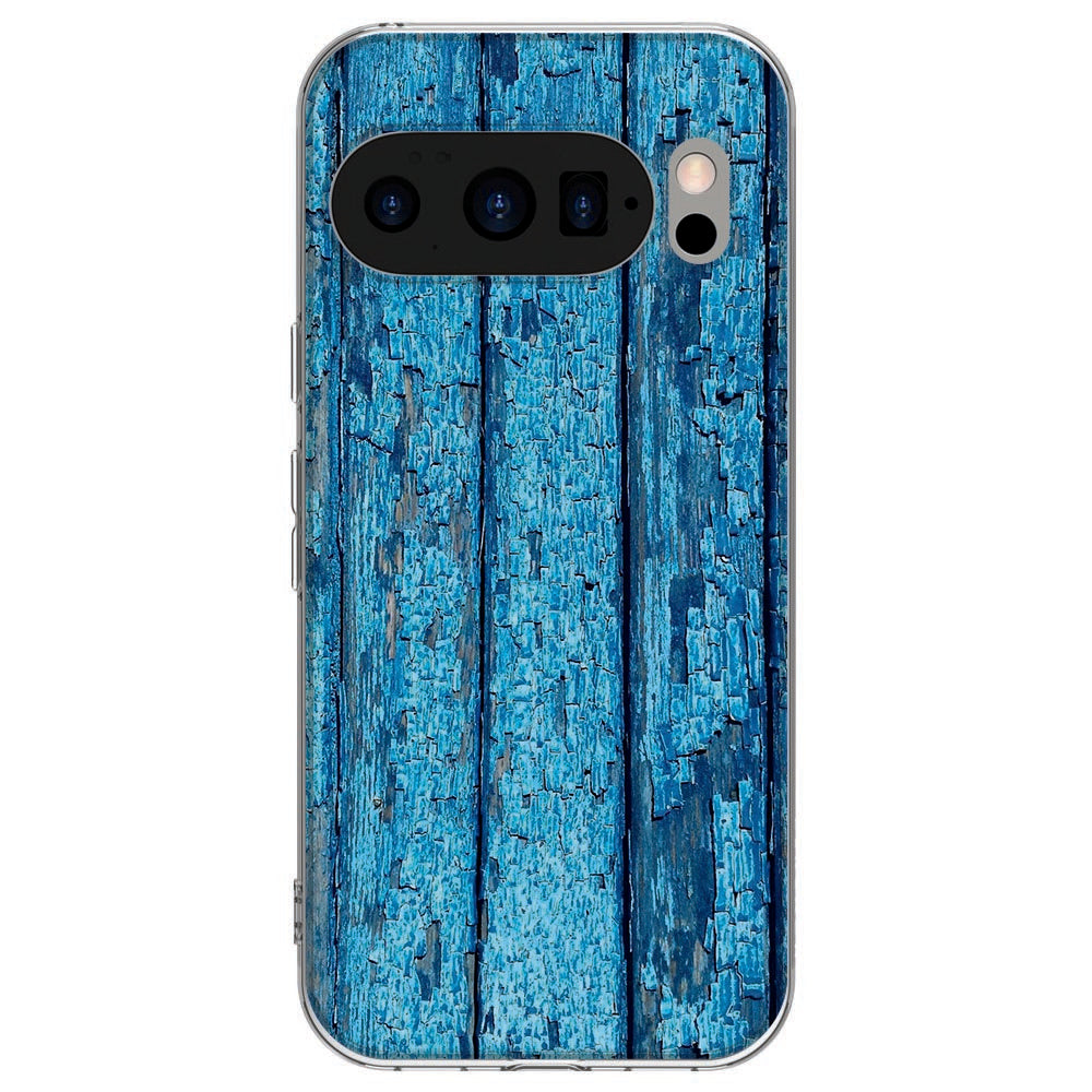 Achterkant van Google Pixel 10 / 10 Pro TPU hoesje Wood Blue